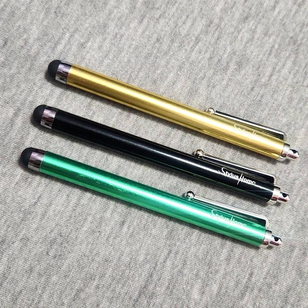 🔴 StylusHome Stylus Touchscreen Pen Tool 3-Count Trio Set in Green Black & Gold